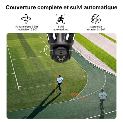 Caméra de Surveillance WiFi 4K/6K – Triple Objectif, Vision Nocturne Couleur, Détection IA, Étanche IP66 | iCSee - BLACKBEARD OUTDOOR INDUSTRIES