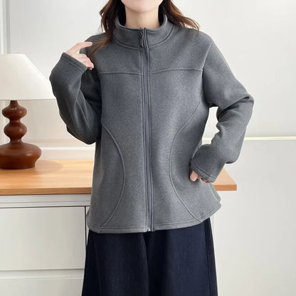 Veste Polaire Femme Grande Taille 1XL-4XL – Zip Intégral, Col Montant, Coupe 3D, Automne Hiver