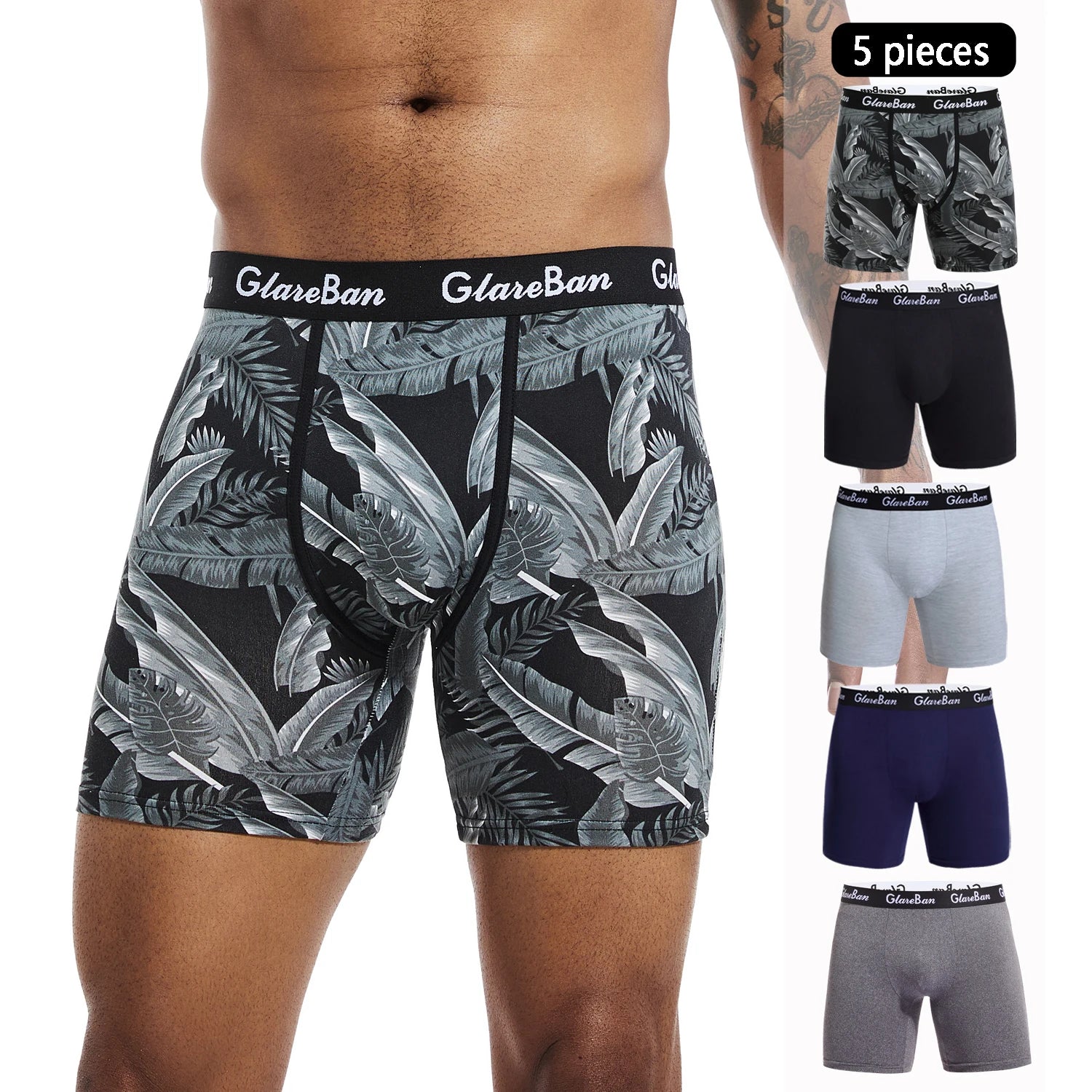 Lot de 5 Boxers Noirs Homme – Confort Mi-Long, Respirant & Moderne - BLACKBEARD OUTDOOR INDUSTRIES