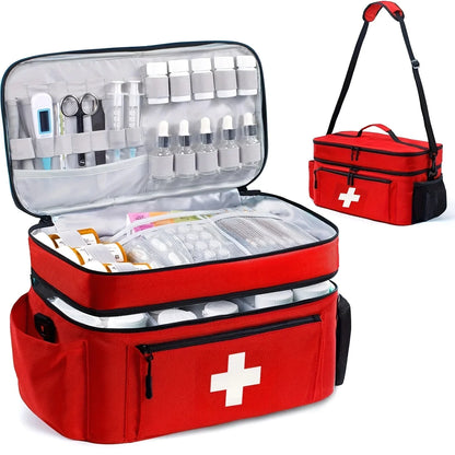 Sac Médical Grande Capacité – Trousse de Secours Portable Double Compartiment, Poche Frontale, Multi-port