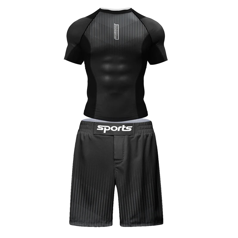 Ensemble Rashguard MMA – T-Shirt + Pantalon Compression – Jiu Jitsu / Kickboxing / Grappling - BLACKBEARD OUTDOOR INDUSTRIES