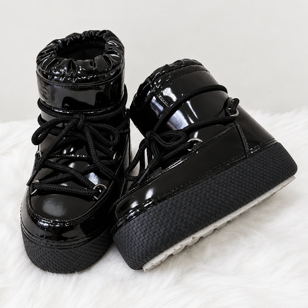 Bottines de neige brillantes femme à lacets