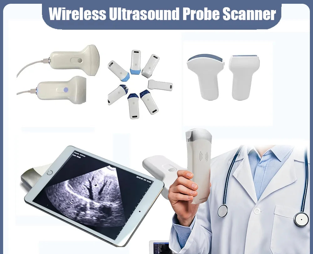 Échographe Portable WiFi 3-en-1 – Sonde Linéaire, Convexe & Transvaginale avec Étui