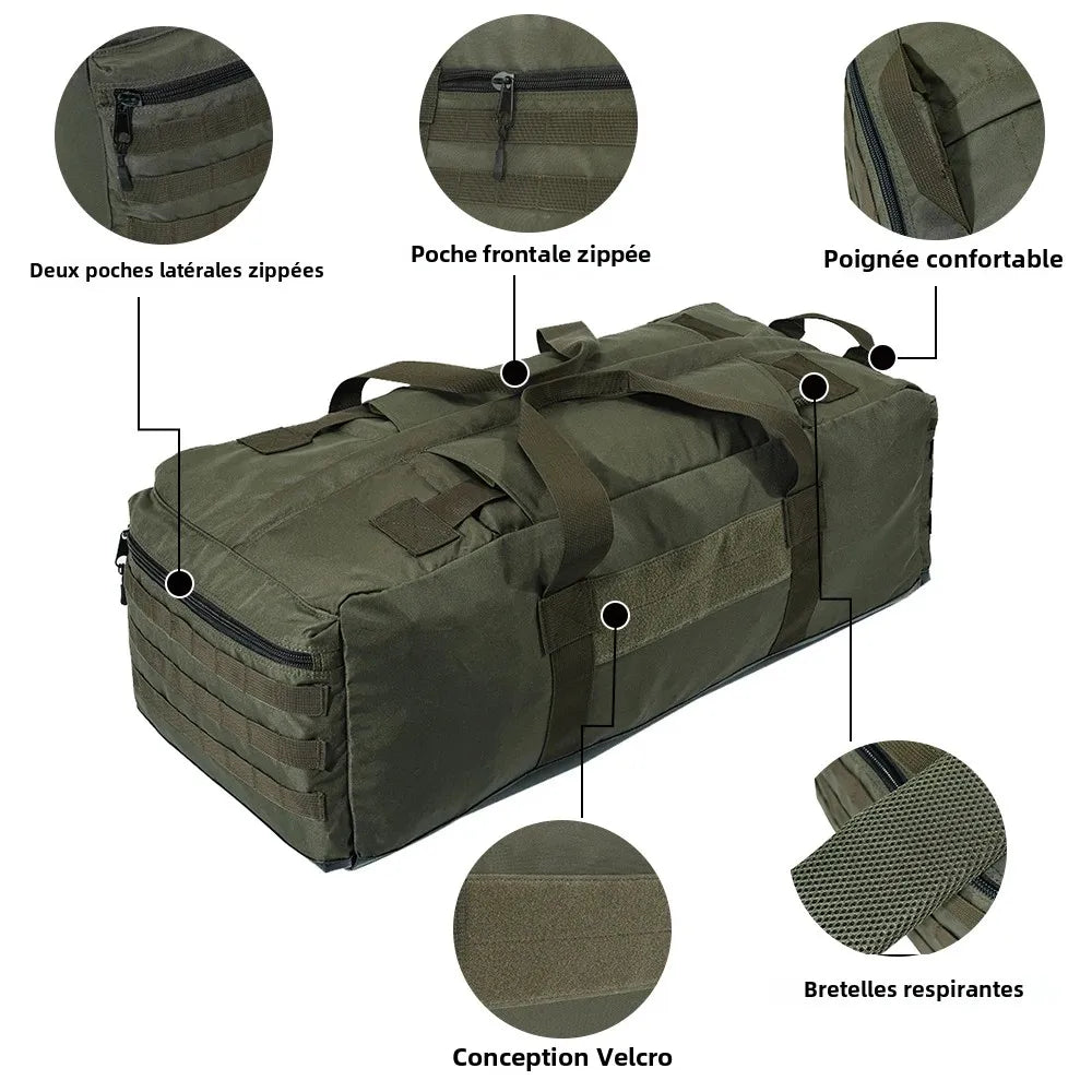 Sac à dos tactique 80L étanche – grand volume 3-en-1 MOLLE, sac de voyage/duffle | SINAIRSOFT - BLACKBEARD OUTDOOR INDUSTRIES