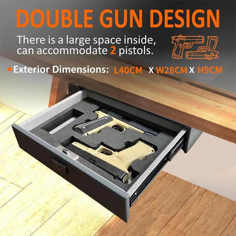 Coffre-tiroir biométrique pour pistolet – 40 × 30,5 × 13,2 cm