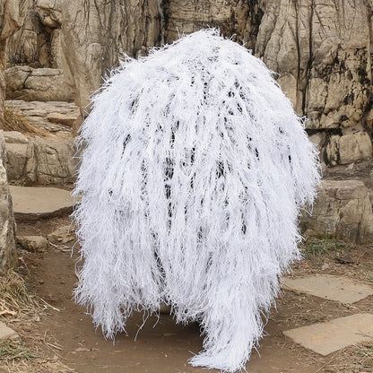Cape Ghillie Camouflage Tricotée Main 80x90 cm – Chapeau et Poncho de Chasse Mixte