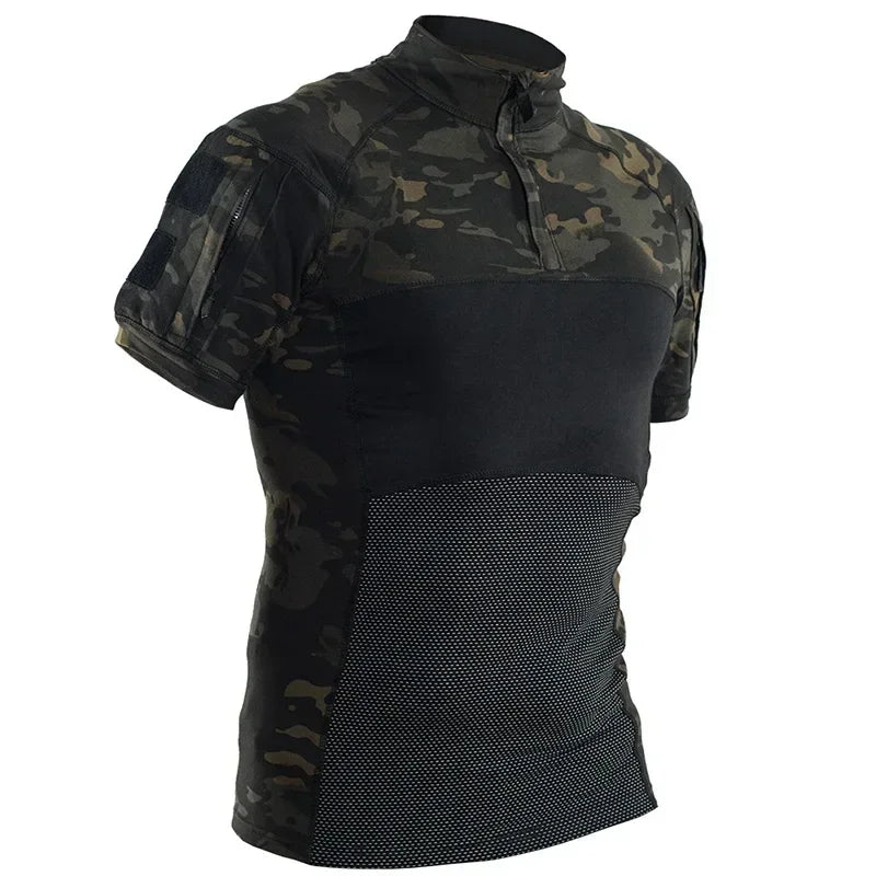 T-Shirt Tactique Combat Homme – Manches Courtes, Camouflage Multicam | Chasse & Airsoft