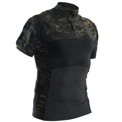 T-Shirt Tactique Combat Homme – Manches Courtes, Camouflage Multicam | Chasse & Airsoft