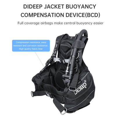 DIDEEP Gilet de Plongée BCD Jacket – Nylon Haute Résistance, Contrôle de Flottabilité, Tailles M/L/XL