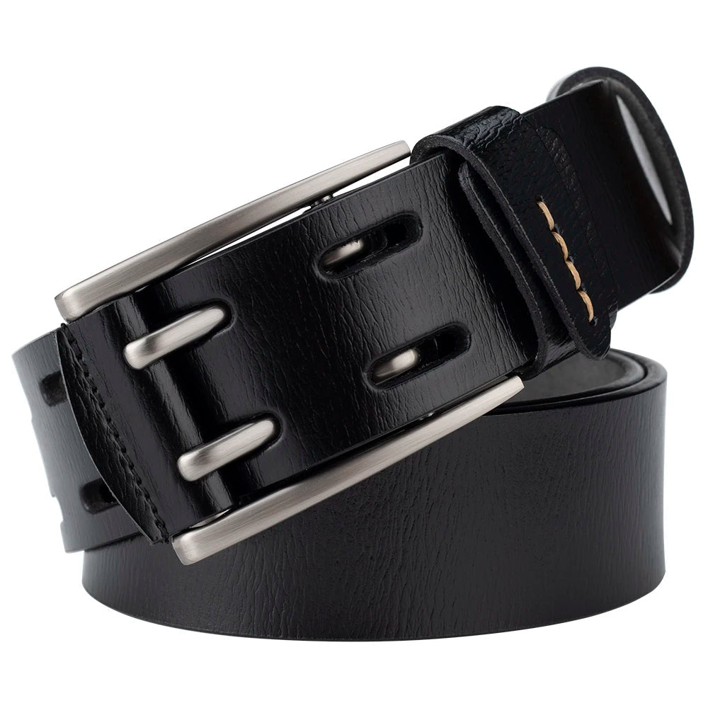 Ceinture en Cuir Véritable à Double Boucle pour Homme - Ceinture Casual 4,1 cm BLACKBEARD OUTDOOR INDUSTRIES