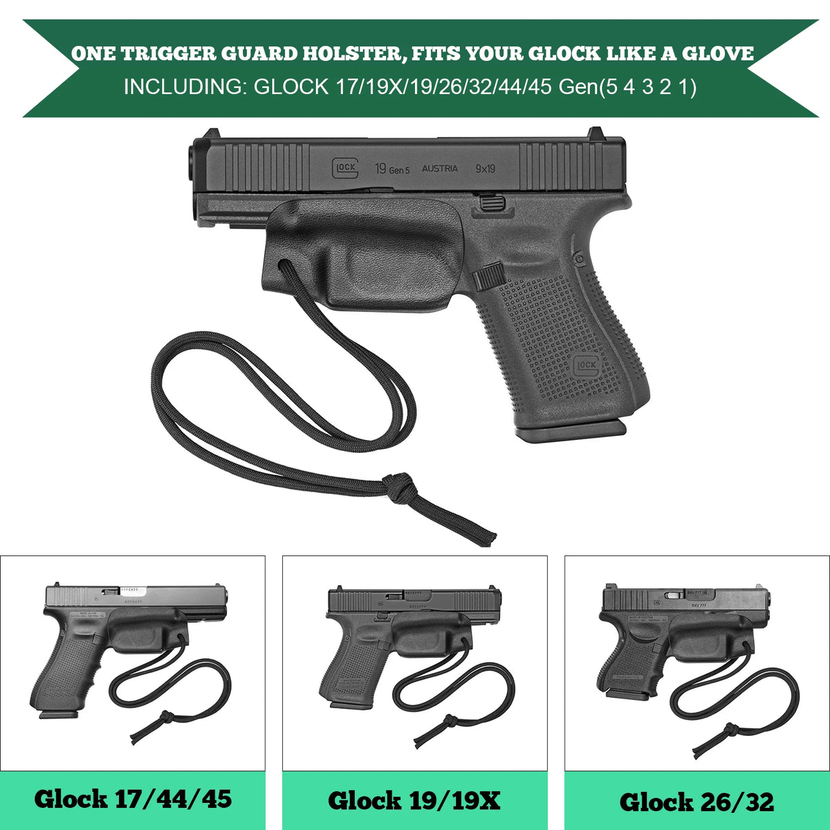 Étui de pontet en Kydex avec cordon pour pistolet