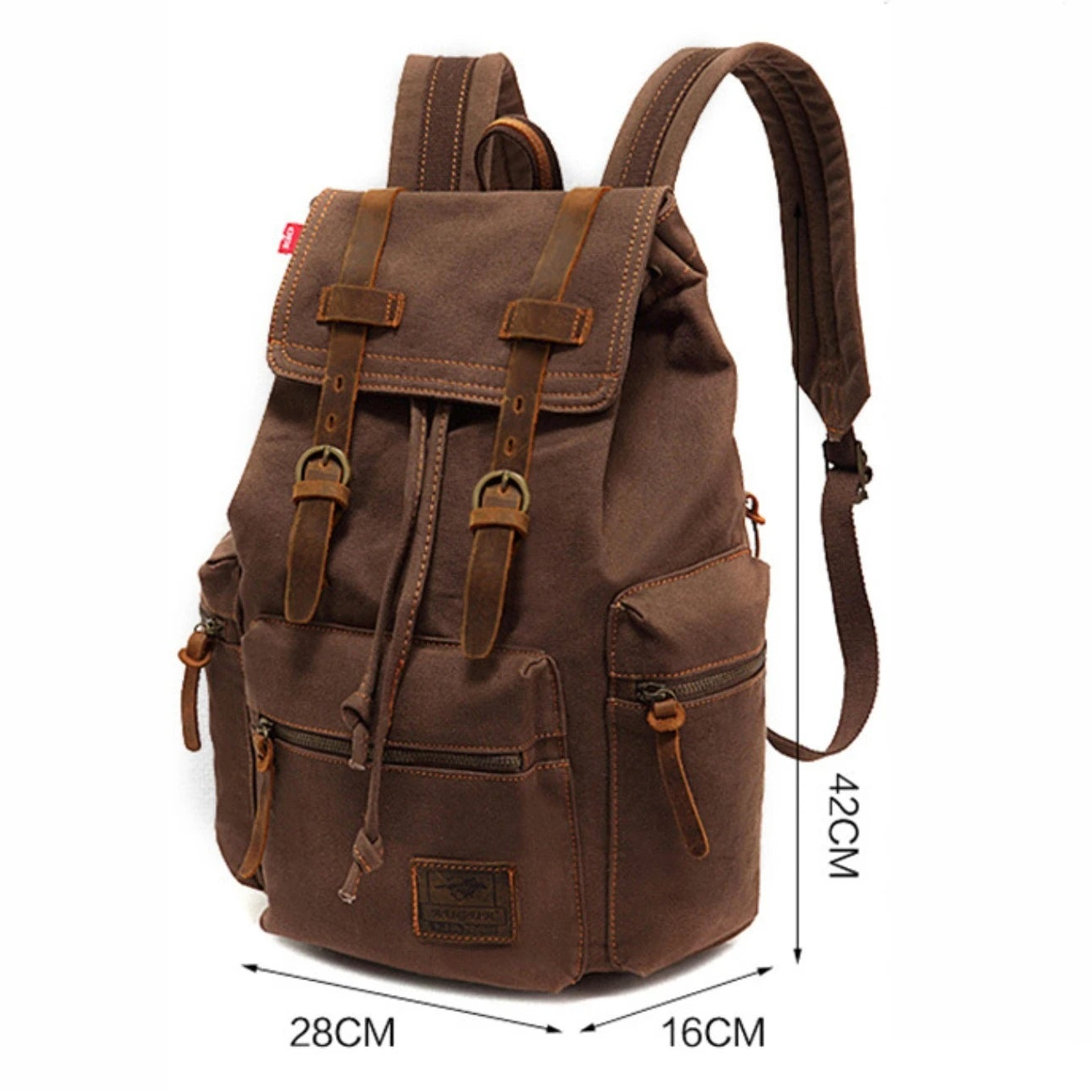 Sac à Dos Toile & Cuir Véritable Homme – Style Rétro Vintage, Compatible Laptop 14"