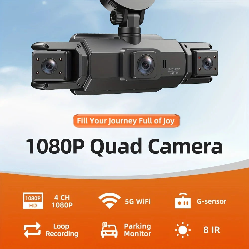📷 Caméra Voiture 4 Canaux 1080P – GMAIPOP DVR avec Vision Nocturne, WiFi & Enregistrement 360° Ma boutique