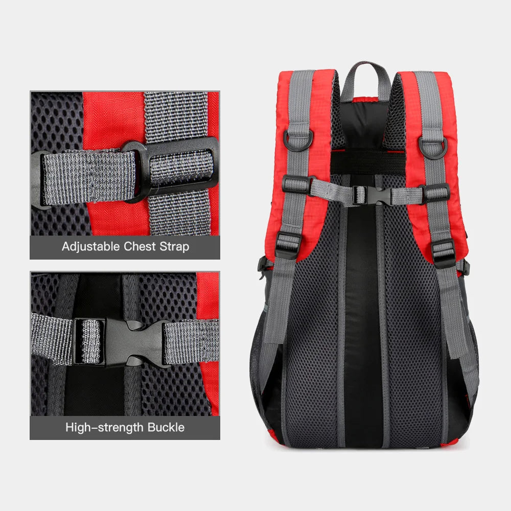 Sac à Dos Randonnée 40L Imperméable Léger – Nylon, Bretelles Respirantes | Trekking, Camping, Voyage