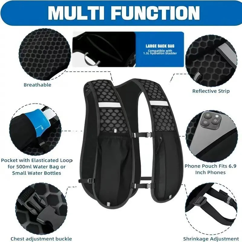 Sac de poitrine d’hydratation pour running, vélo et randonnée