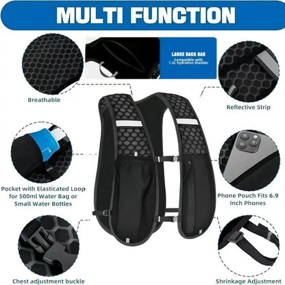 Sac de poitrine d’hydratation pour running, vélo et randonnée