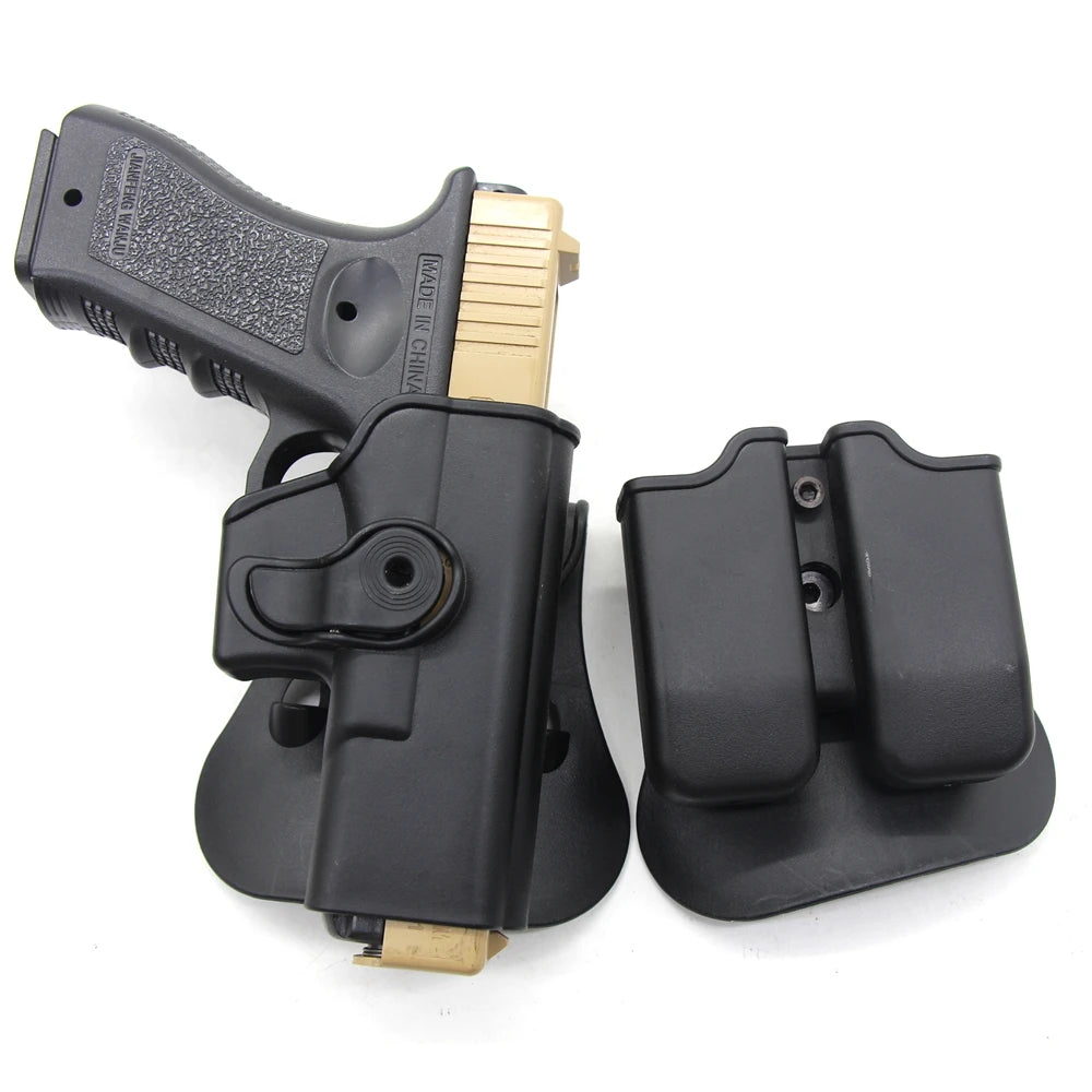 Holster Ceinture IMI Glock 17/19 Gen 1-4 + Porte-Chargeur Double 9mm – Polymère Léger, Droitier | Noir, Tan, Vert - BLACKBEARD OUTDOOR INDUSTRIES