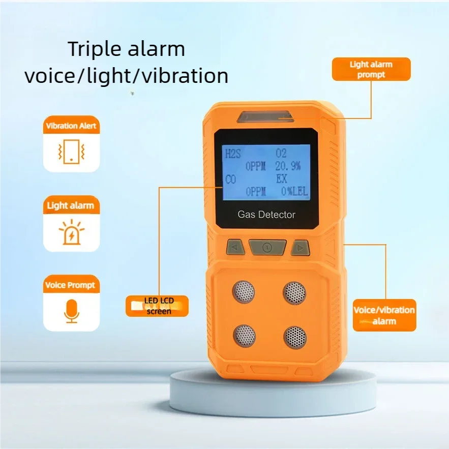 Détecteur multigaz portable 4 gaz CO, O₂, H₂S et LEL