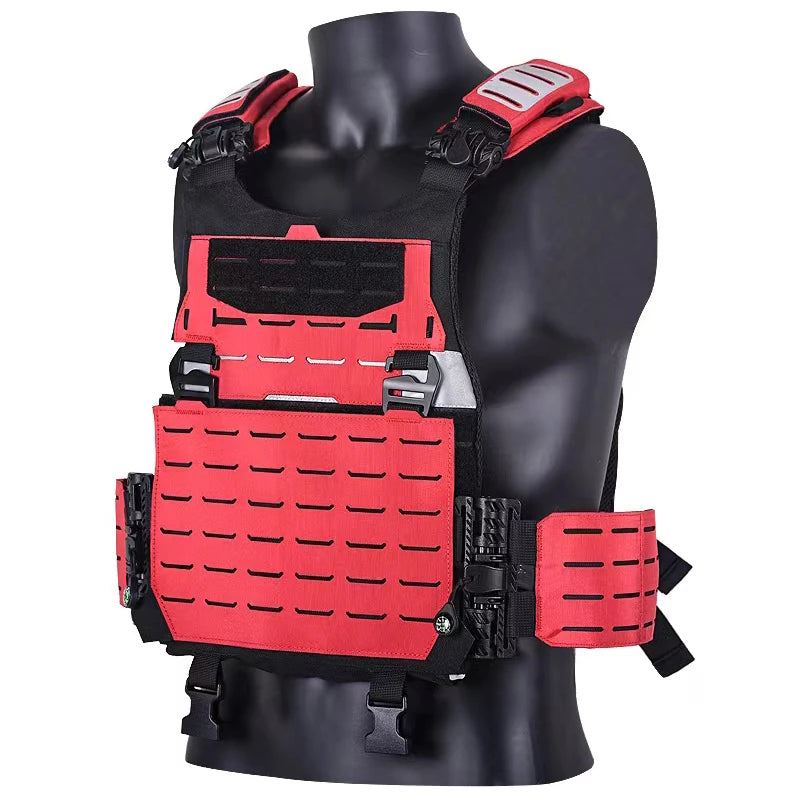 Gilet d'intervention secours MOLLE léger, dégagement rapide, rouge ou bleu