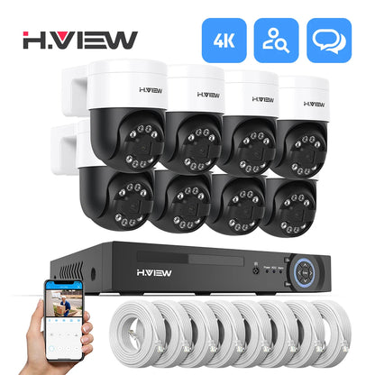 Kit Vidéosurveillance POE H.VIEW 5MP/8MP — NVR 8 Canaux + 4/6/8 Caméras IP Extérieur avec Détection IA - BLACKBEARD OUTDOOR INDUSTRIES