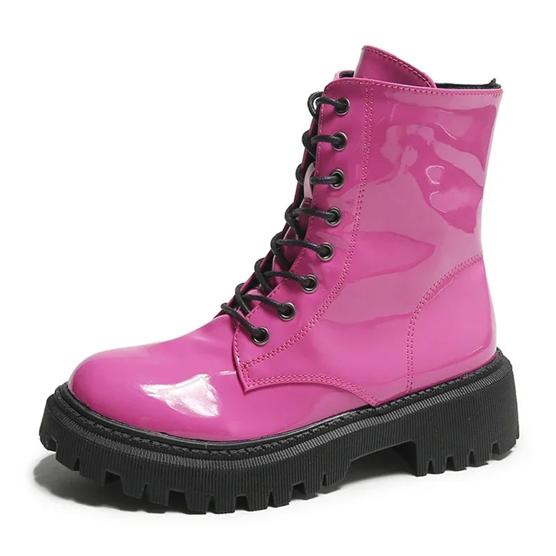 Bottines Plateforme Femme Style Moto – Talon Carré Haut, Zip, Bout Rond | 3 Coloris
