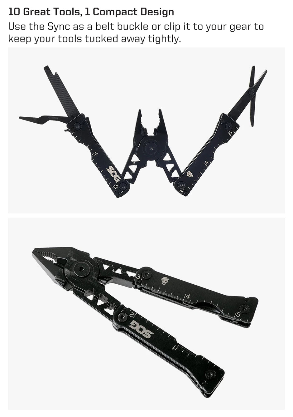 SOG Sync I Traveler EDC Multi-tool with 10 Survival Tools, Tactical & Outdoor Camping Supplies, Portable Travel & Hiking Kit Set BLACKBEARD OUTDOOR INDUSTRIES