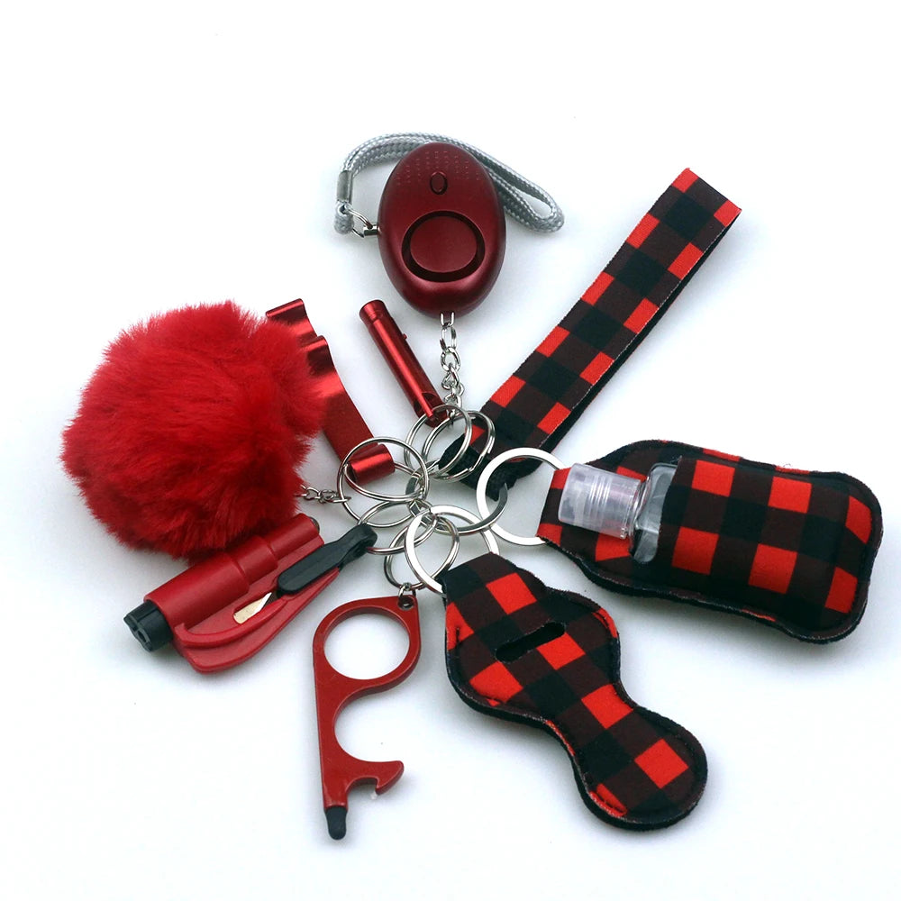 Kit porte-clés de sécurité femme 10 pièces avec dragonne