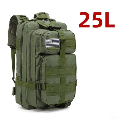 Sac à Dos Tactique MOLLE 25L/50L – Nylon Imperméable, Compatible Laptop | Randonnée, Chasse, Camping