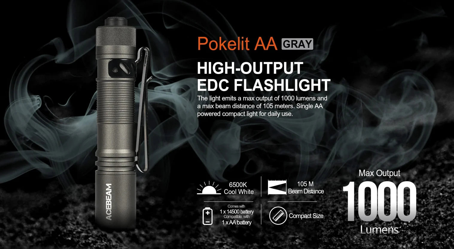 ACEBEAM pokelit AA 14500 flashlight AA torch 950 lumen Ma boutique