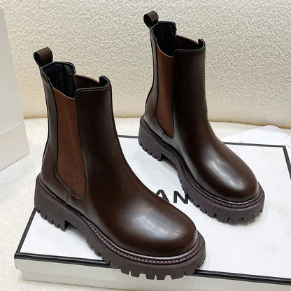 Bottines Femme Semelle Épaisse – Bottes Courtes Imperméables Automne Hiver | Confort & Style