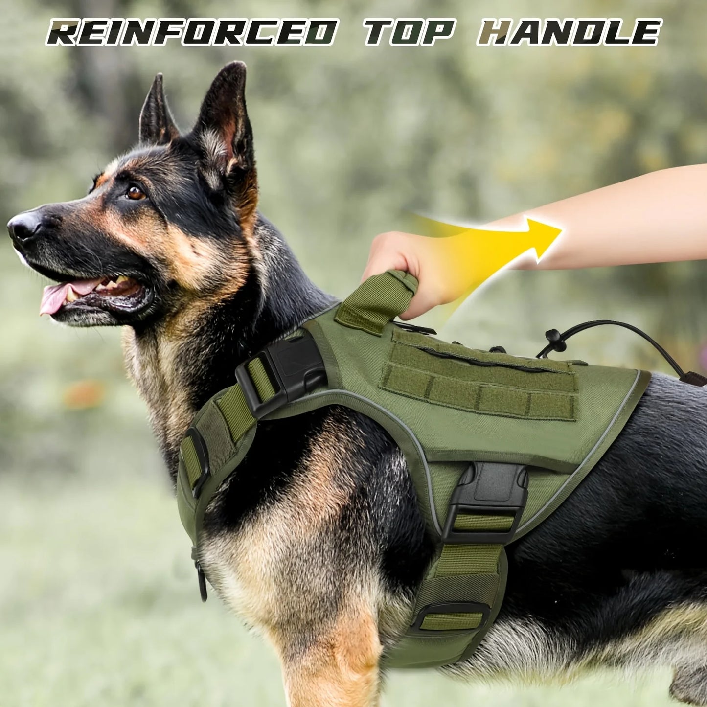Gilet Harnais Grand Chien Réfléchissant – Vest K9 Ajustable avec Poignée