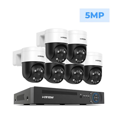 Kit Vidéosurveillance POE H.VIEW 5MP/8MP — NVR 8 Canaux + 4/6/8 Caméras IP Extérieur avec Détection IA - BLACKBEARD OUTDOOR INDUSTRIES
