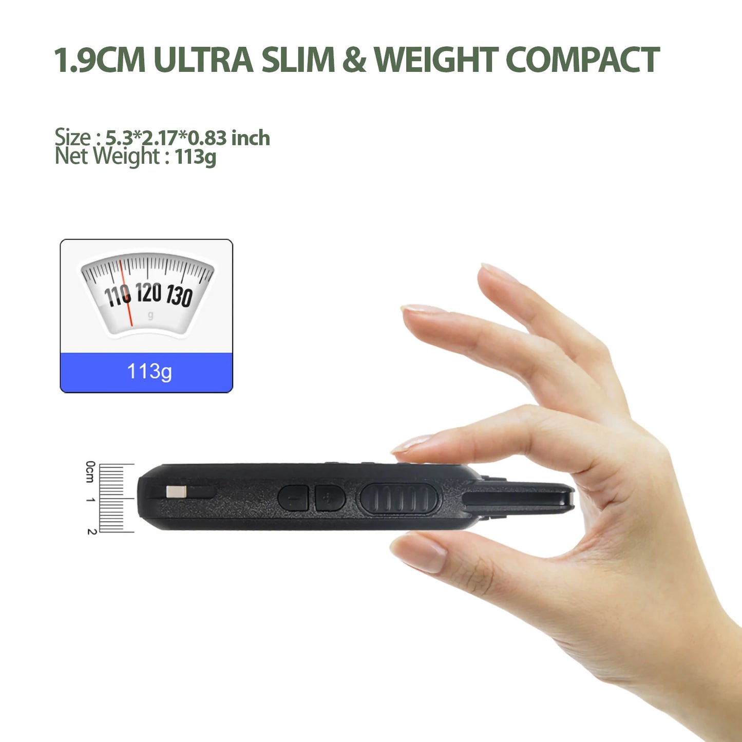 Pack 2 Talkies-Walkies PMR Ultra-Slim Sans Licence – 72h Autonomie, Rechargeable USB
