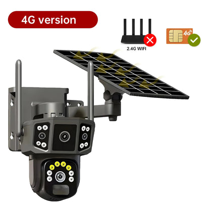 Caméra de Surveillance Extérieure Solaire 4G / WiFi – 8MP Ultra HD | Vision Nocturne Couleur | Détection de Mouvement AI | Audio Bidirectionnel | Étanche IP66 | Double Objectif Ma boutique