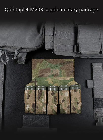 Pochette pour Grenades M203 – Porte-Grenades 5 Éléments 40MM – Accessoire pour Gilet Tactique Micro, Veste de Combat et Transporteur de Plaque - BLACKBEARD OUTDOOR INDUSTRIES