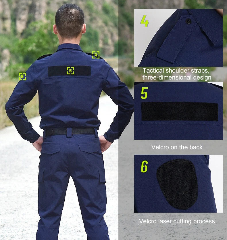 Tenue de Garde Sécuritaire - Uniforme Police en Tissu à Séchage Rapide, Costume de Travail Noir/Bleu pour Homme - BLACKBEARD OUTDOOR INDUSTRIES