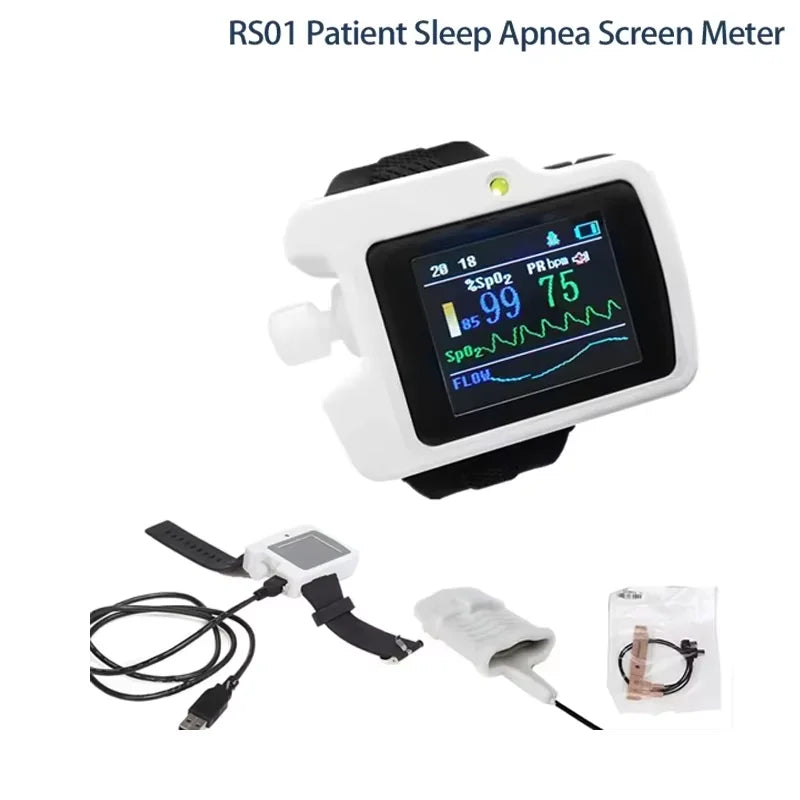 Contec RS01 – Moniteur de Sommeil et Apnée | SpO2, Fréquence Cardiaque, Flux Nasal, Enregistrement 20h