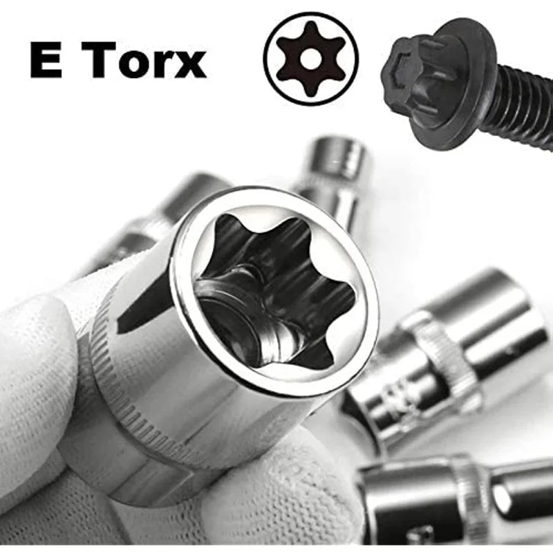 Jeu de Douilles Femelles Torx E4 à E24 – 14 Pièces | Douilles Étoile Externe (E-Torx) en Acier Chrome Vanadium - BLACKBEARD OUTDOOR INDUSTRIES