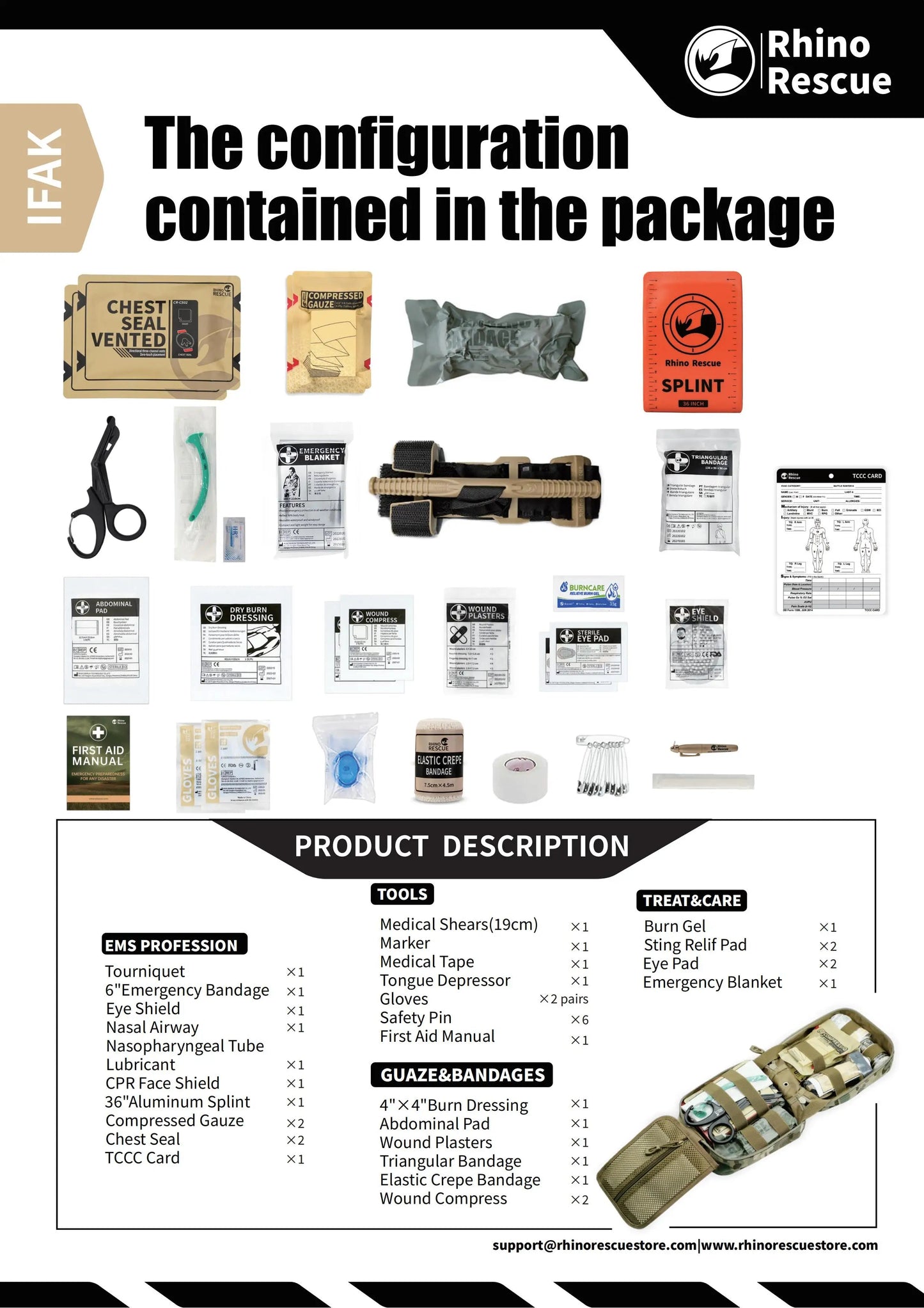 RHINO RESCUE-SE IFAK – Kit de Premiers Secours Tactique Complet Ma boutique