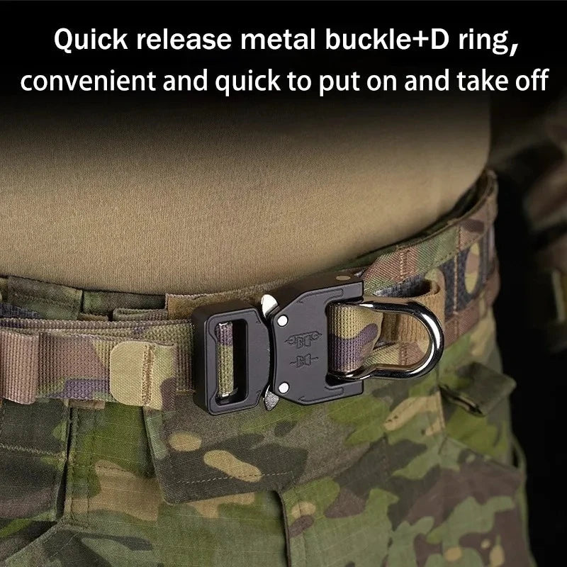 Ceinture Tactique Ferro Bison – Ceinture de Combat à Double Couche avec Boucle Métallique D-Ring, Système MOLLE, Boucle à Détachement Rapide pour Airsoft, Chasse et Activités Tactiques BLACKBEARD OUTDOOR INDUSTRIES
