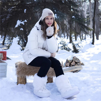 2025 Winter Snow Boots Women Ski Boots Luxury Fluffy Furry Fur Boots Female Rivets Warm Waterproof Platform Black Cotton Boots BLACKBEARD OUTDOOR INDUSTRIES