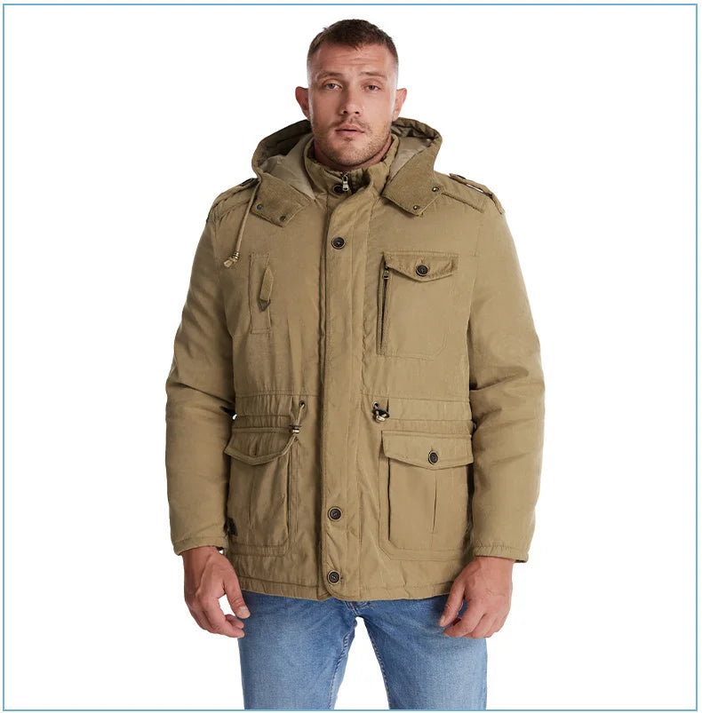 Parka Homme Hiver Chaude – LZLLTT Avec Capuche Amovible | Doublure Polaire | Multipoches | -30°C à +5°C - BLACKBEARD OUTDOOR INDUSTRIES