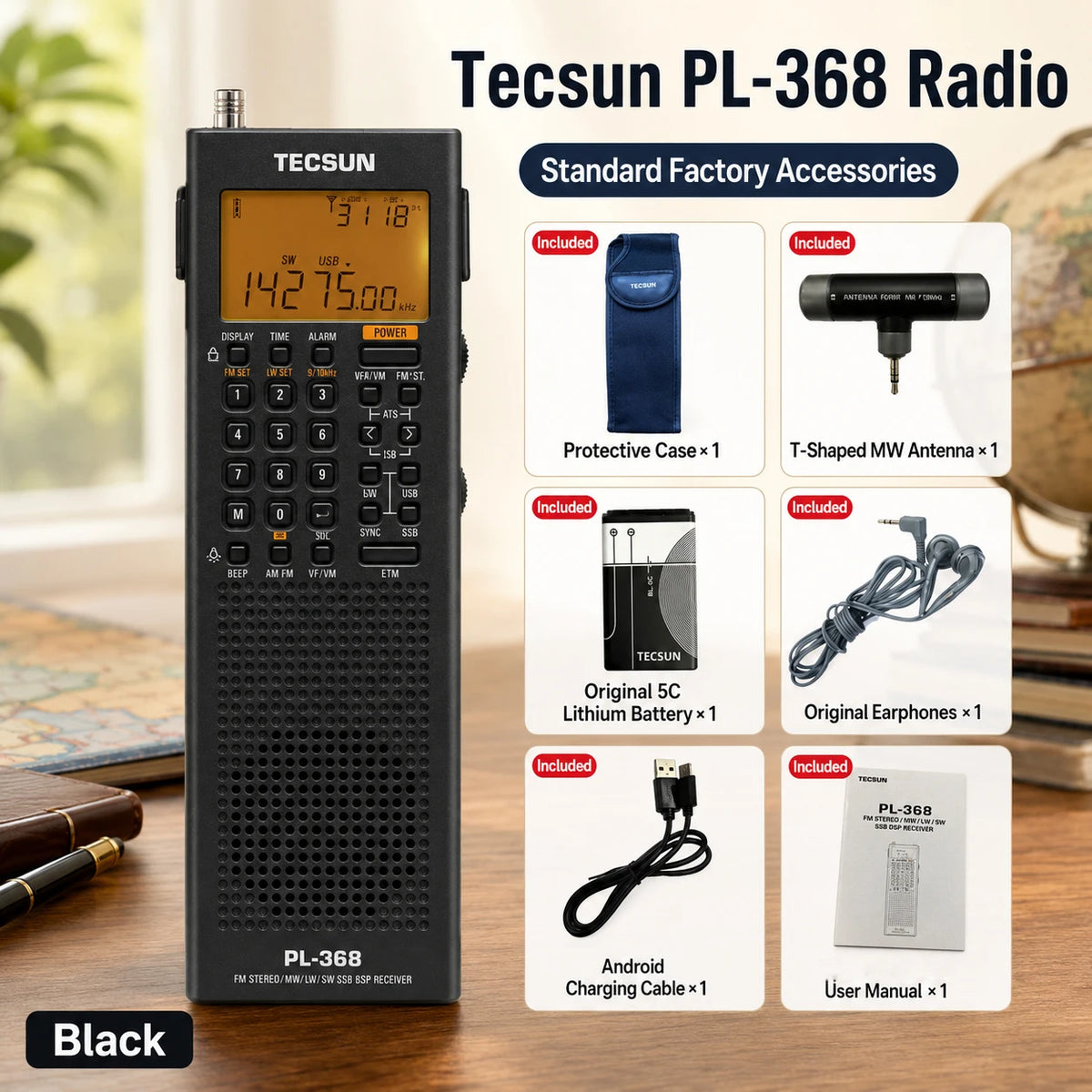 Radio Portable Tecsun PL-368 - Récepteur Multibande FM/MW/SW/LW/SSB