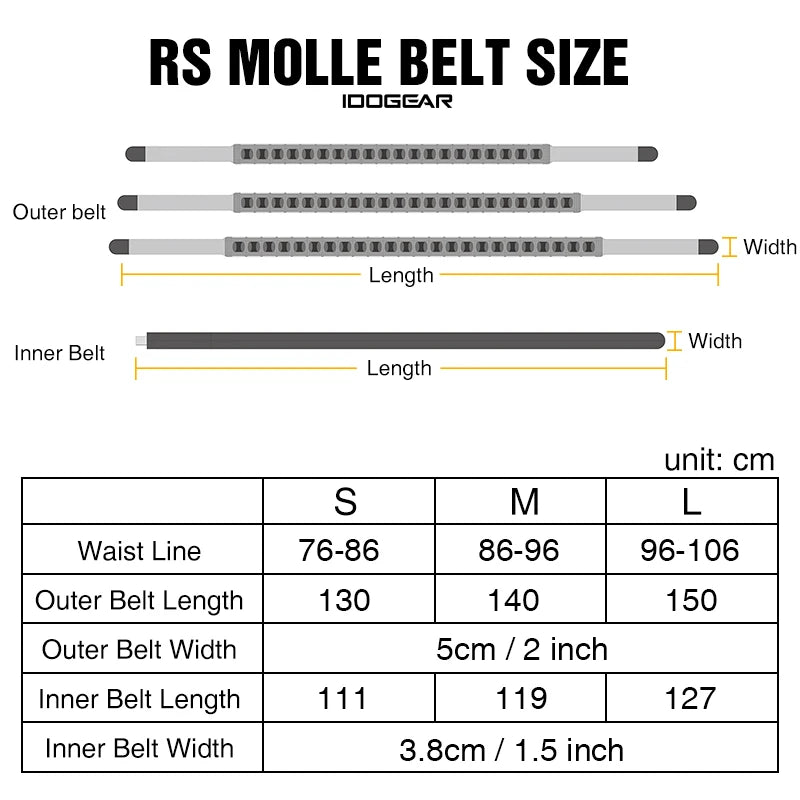 Ceinture Tactique IDOGEAR Quick Release MOLLE – Ceinture de Service Légère Ma boutique