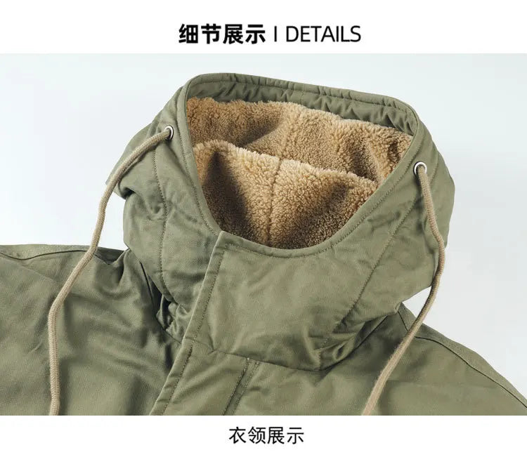 New American Retro M51 Mid-Length Windbreaker Parka with Hood Coat - Amish Cotton Long Coat for Men - Fall/Winter BLACKBEARD OUTDOOR INDUSTRIES