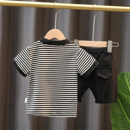 ensemble pour bébé chemise à manche courtes rayées et short uni Ma boutique
