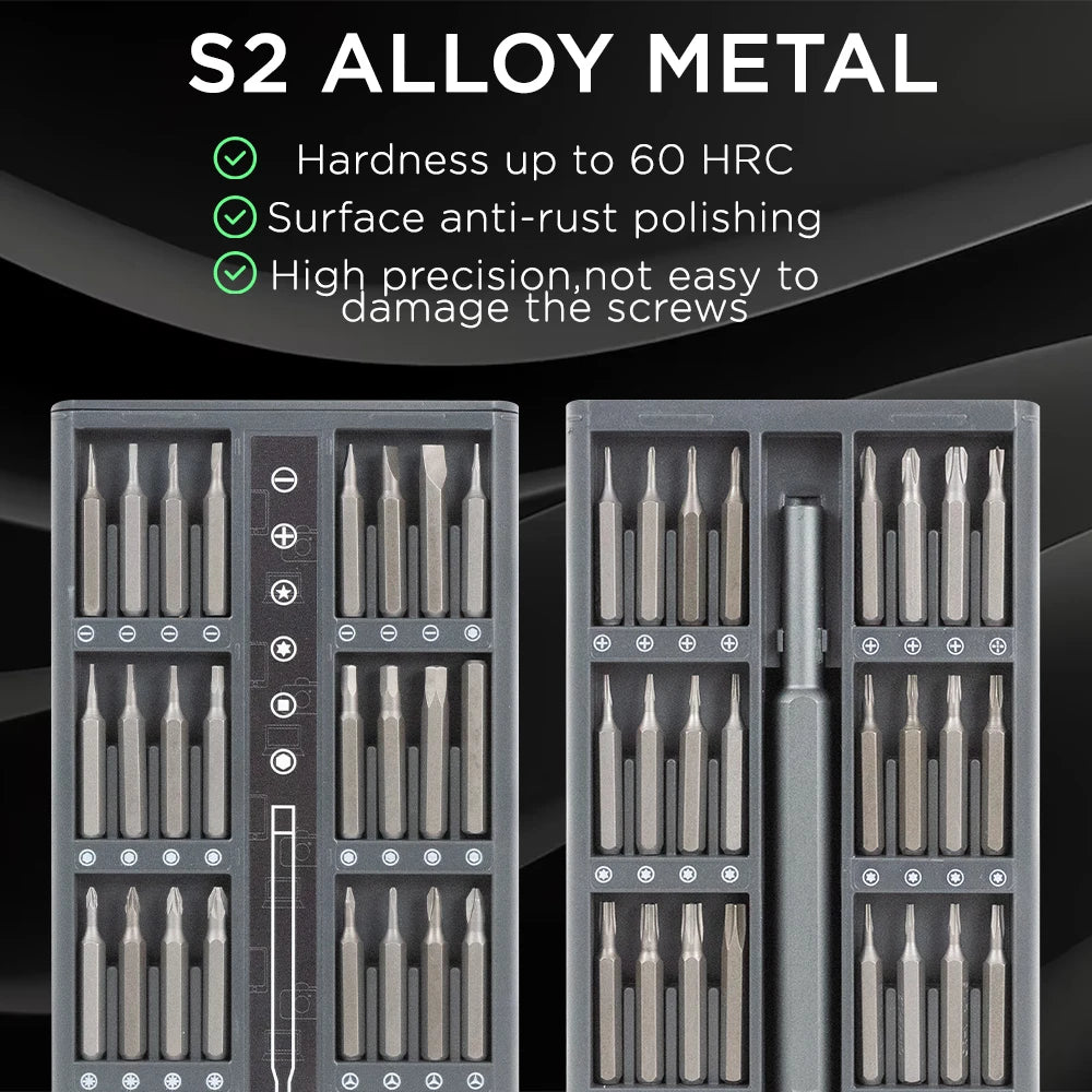 Suli Set de Tournevis de Précision Magnétique 25 en 1 / 63 en 1 – Kit Mini Outils Professionnel pour Réparation Téléphone, PC, Bricolage, avec Embouts Torx, Hex, et Plus - BLACKBEARD OUTDOOR INDUSTRIES