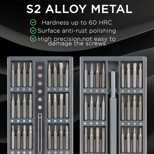 Suli Set de Tournevis de Précision Magnétique 25 en 1 / 63 en 1 – Kit Mini Outils Professionnel pour Réparation Téléphone, PC, Bricolage, avec Embouts Torx, Hex, et Plus - BLACKBEARD OUTDOOR INDUSTRIES