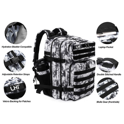 Sac à dos tactique 45 L avec système MOLLE et compartiment PC