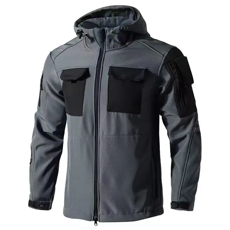 Veste Softshell Cargo Homme à Capuche - Automne/Hiver Outdoor Militaire